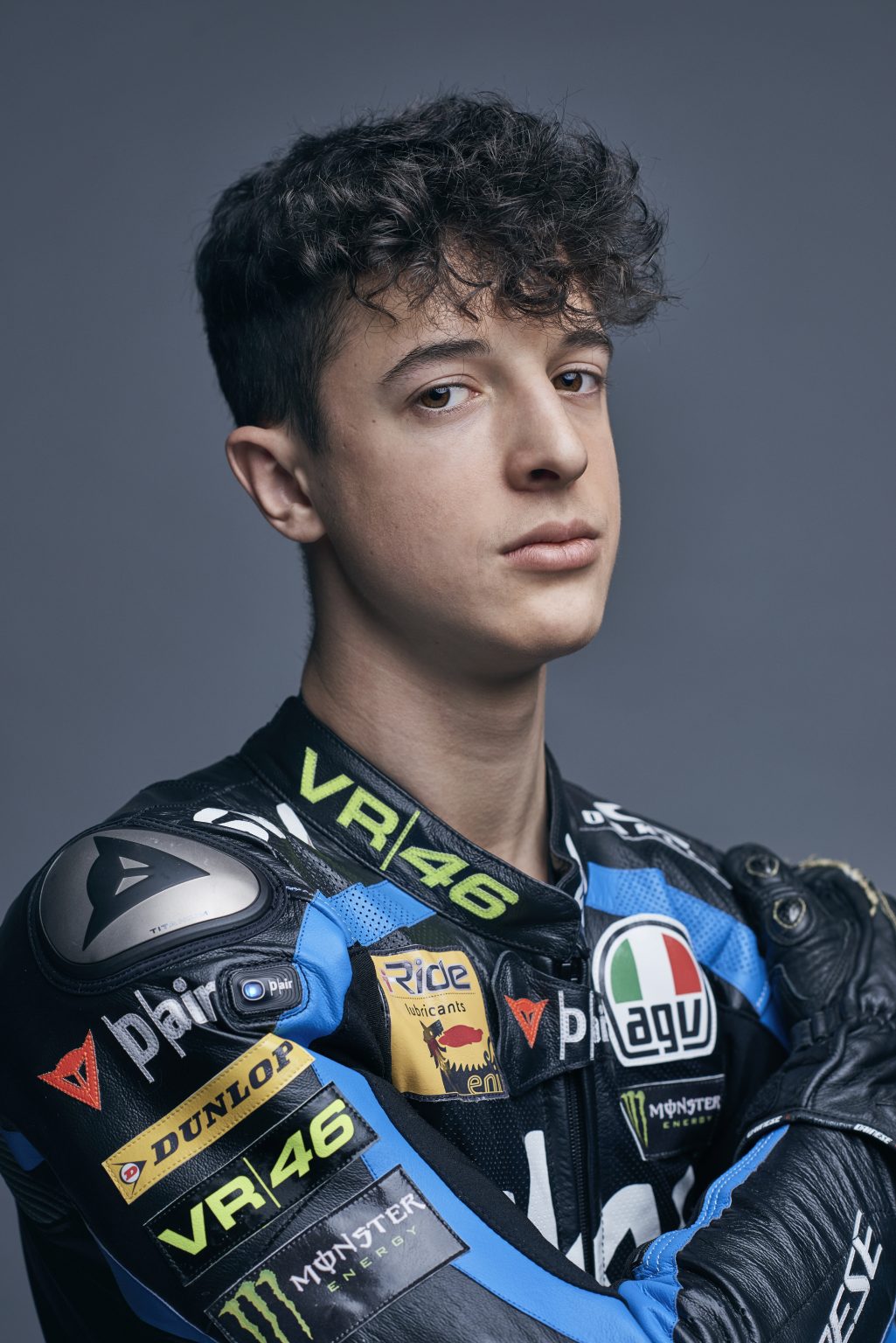 Milan, January 2019 - Celestino Vietti, Sky Racing Team VR46 motobiker. ><
Milano, gennaio 2019 - Celestino Vietti, pilota della squadra di motociclismo Sky Racing Team VR46.