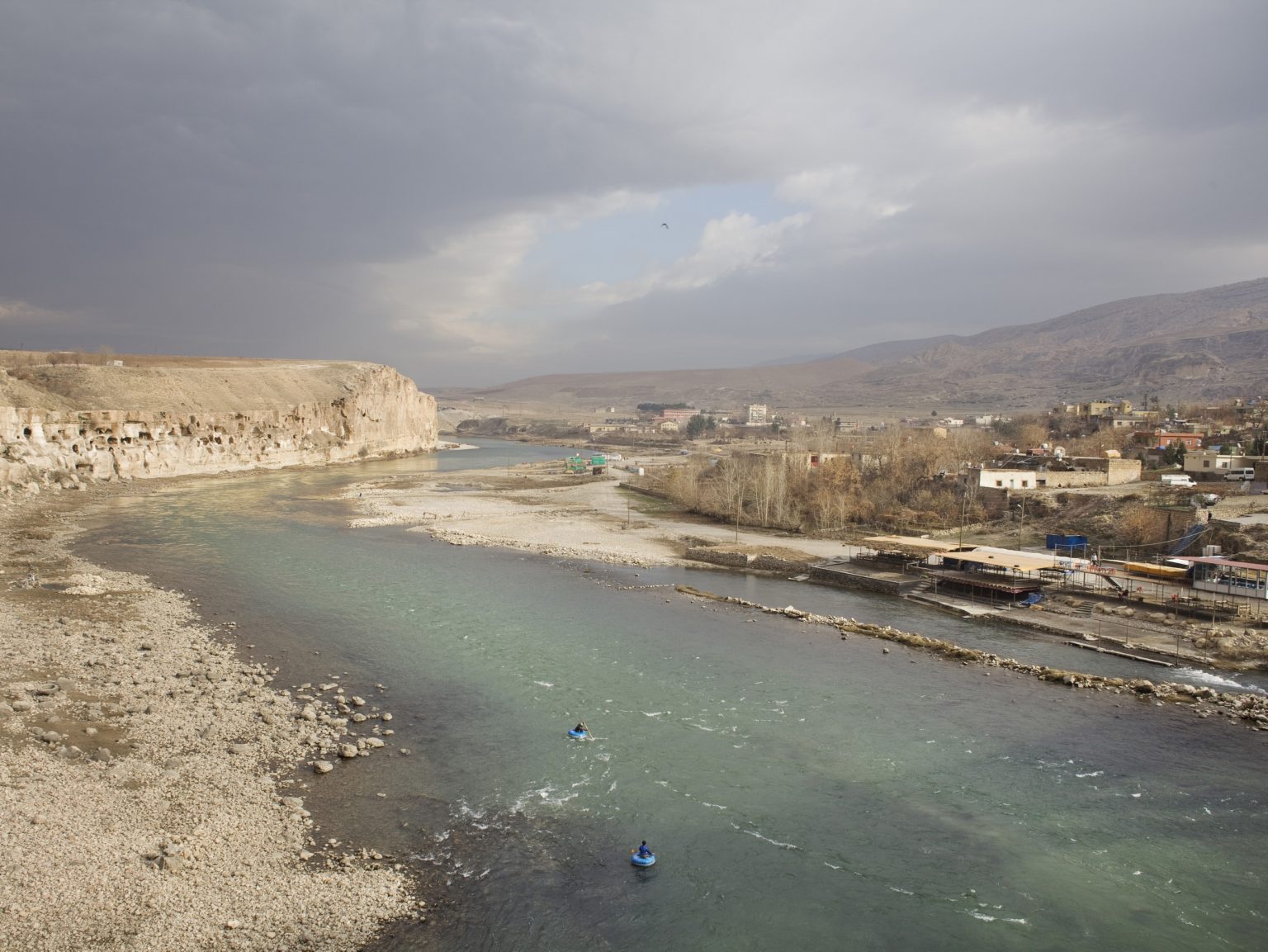View of the Tigris river from the new bridge in Hasankeyf.