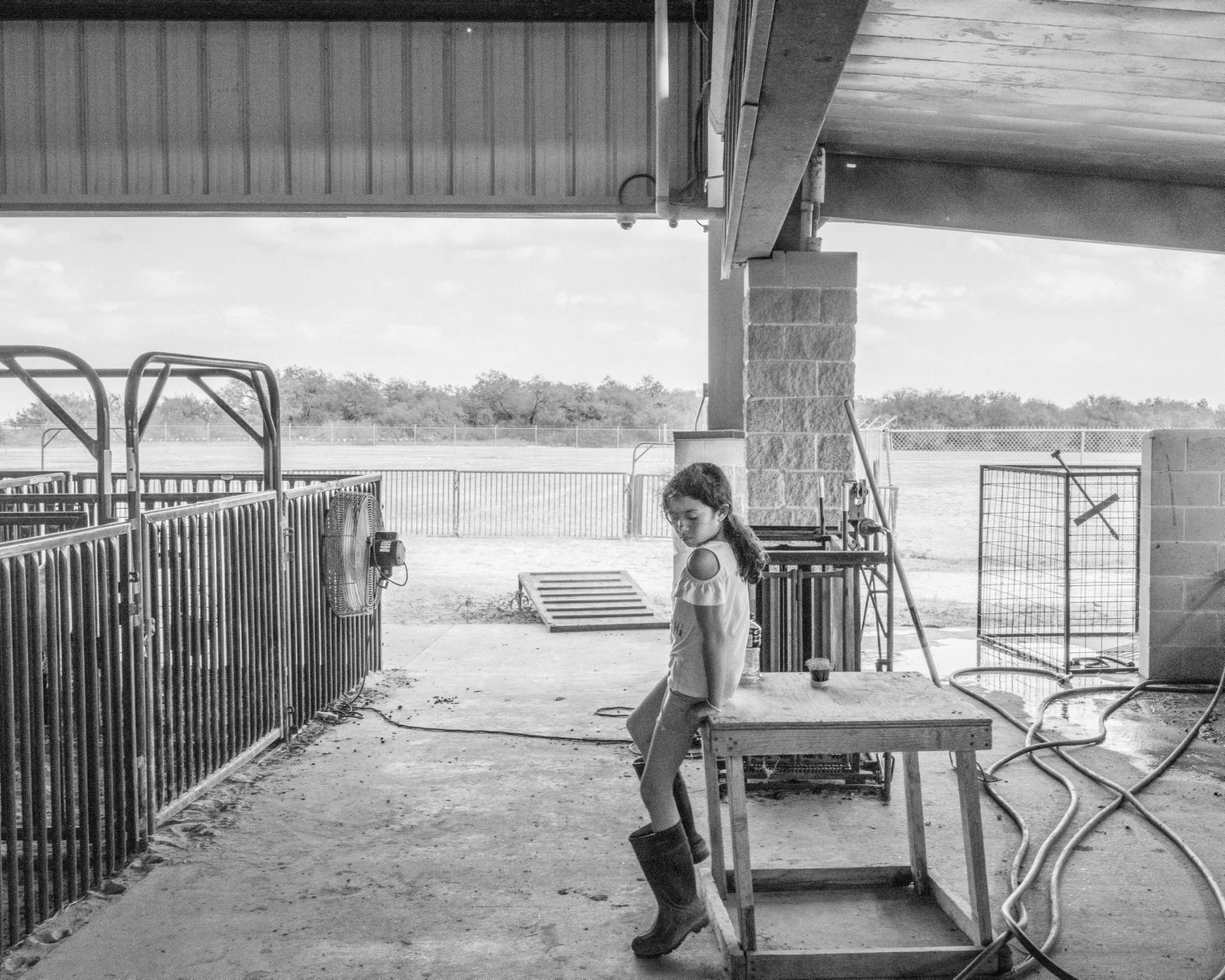 Leilani, 9yrs old, in the barns ran by her mother. La Joya, Texas. October 2019.