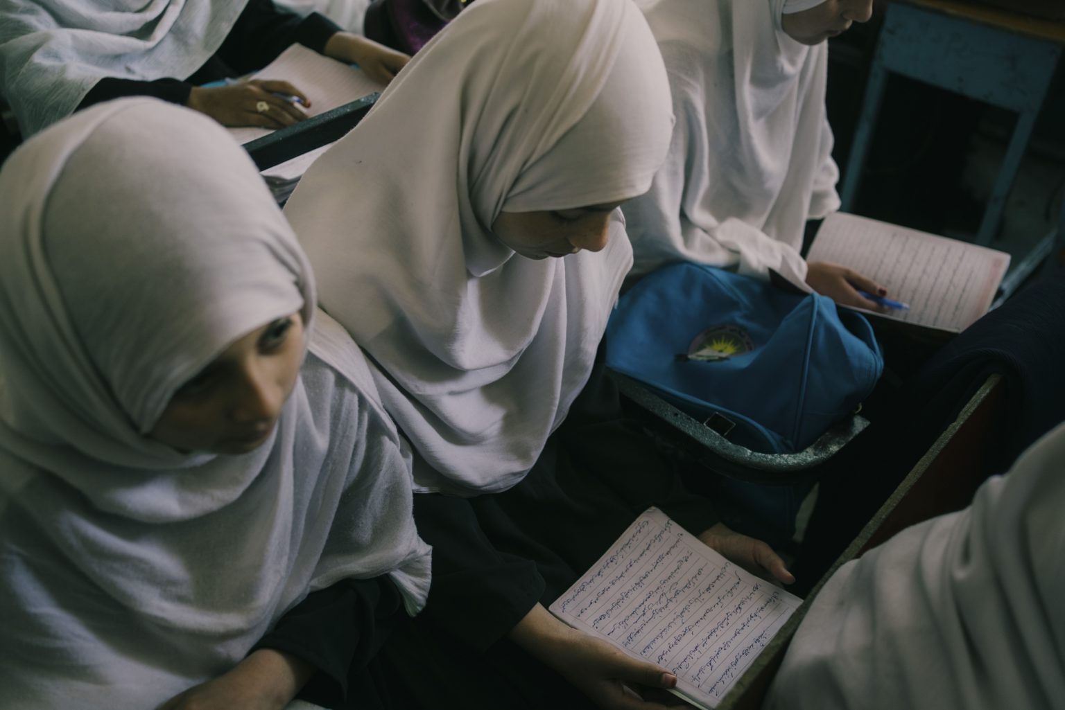 ZABUL, AFGHANISTAN - OCTOBER 20:
Girls above 6th grade are attending classes at Bibi Khala girls high school. In Kabul and most other parts of the county, the Taliban has forbidden girls older than 12 years old from attending.
(Photo by Lorenzo Tugnoli/ The Washington Post)