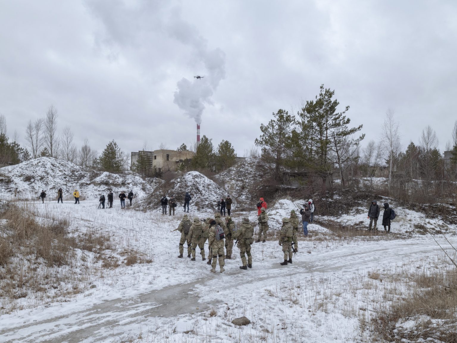 Ukraine, Kiev, January 2022: the 130th Batallion of Territorial Defence Forces during a training in Dresna area located in the north of the city.