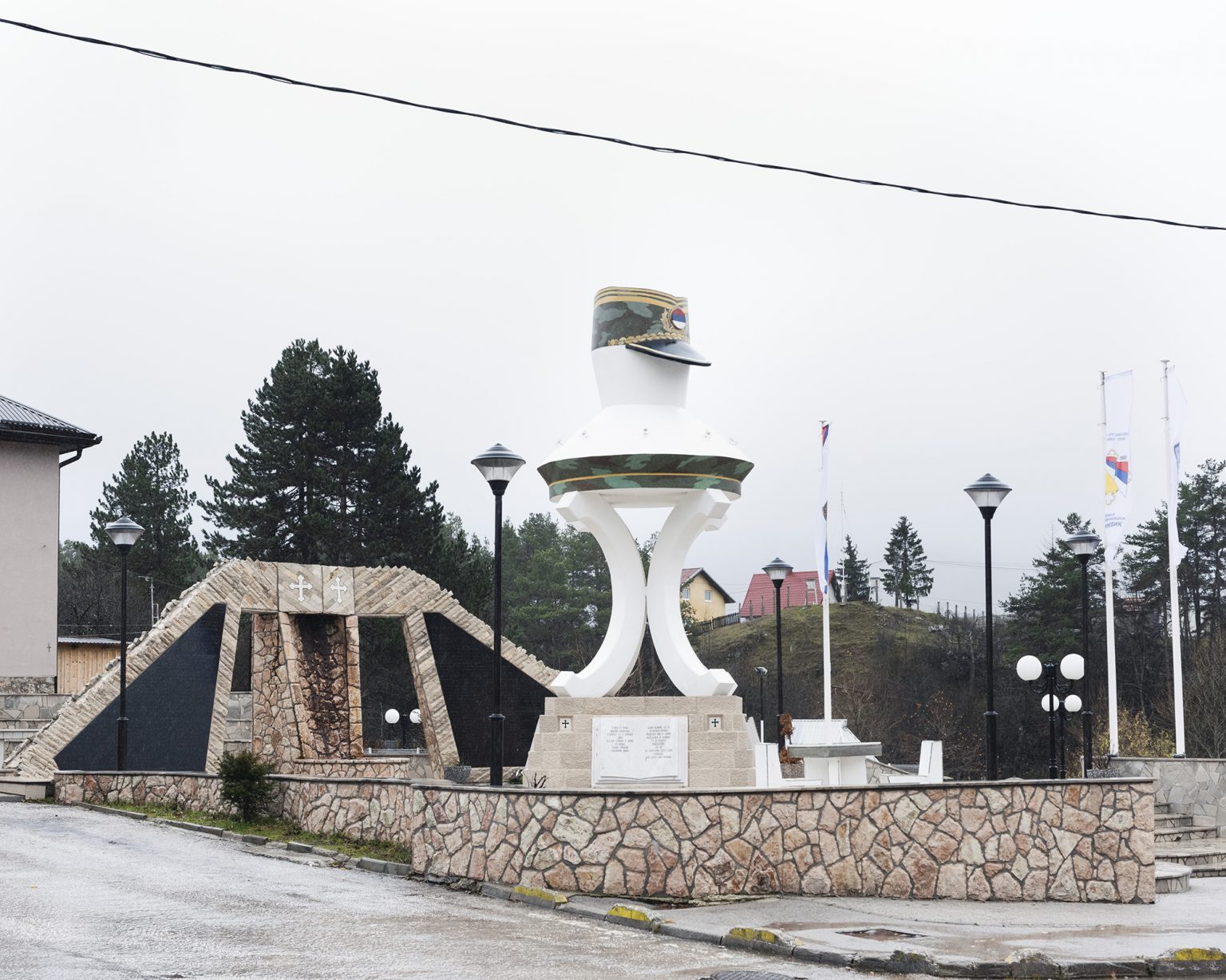 Kalinovik, November 2021. Kalinovik is the municipality where Ratko Mladic, general of the Republika Srpska army during the war and convicted war criminal, was born.  In the central square a brand new monument in his honour was recently erected.
