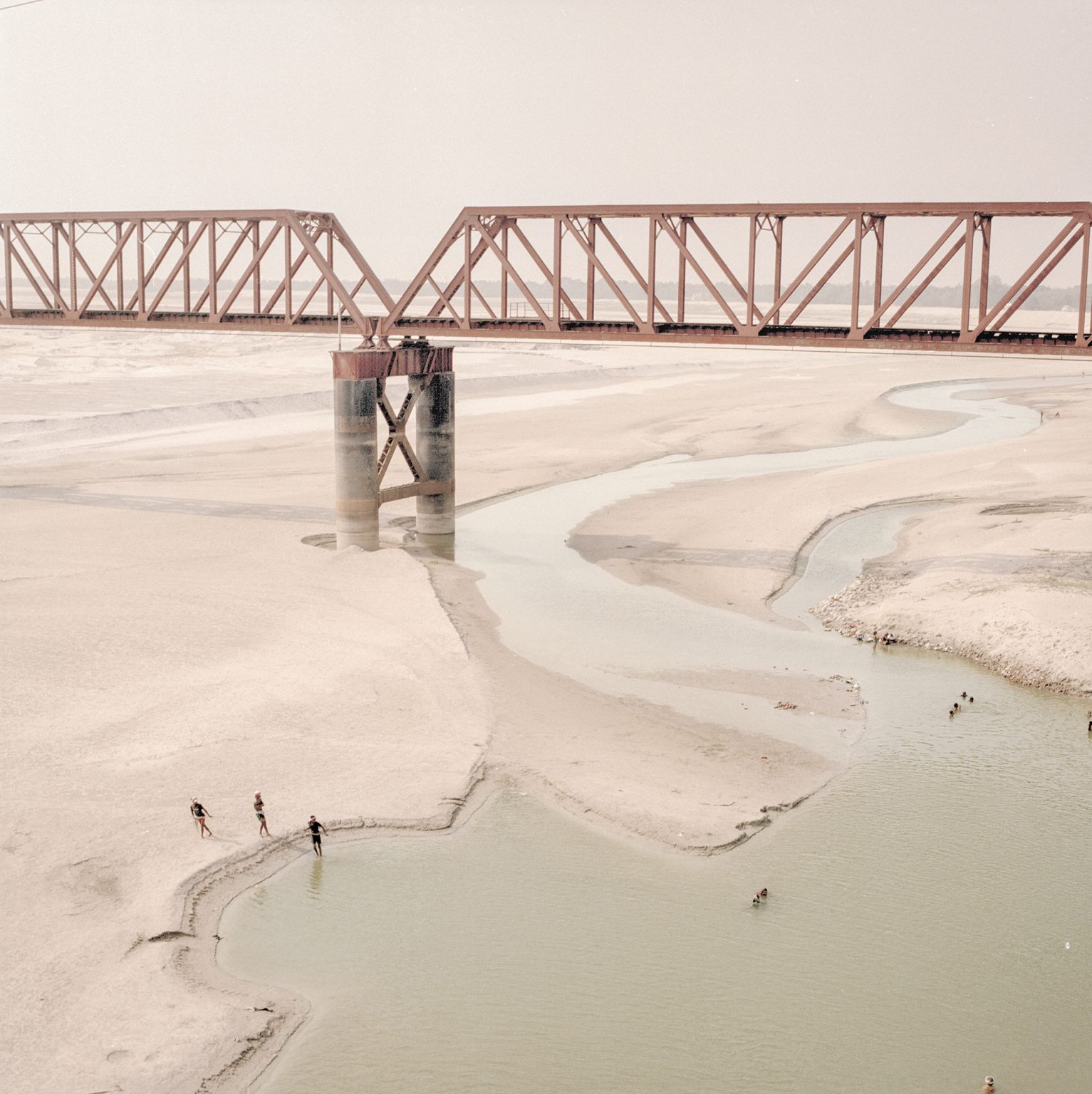 Every year, during the dry season, the river on the Bangladesh border dries up due to the Farakka Dam being closed on the Indian border.